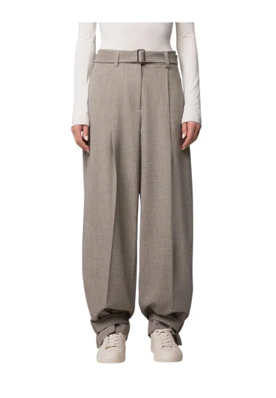 Hinnominate Women's Wide Trousers  With Belt In Gray