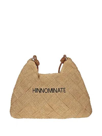 Hinnominate Woven Logo-embroidered Shoulder Bag In Neutral