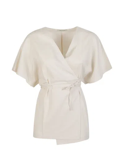Hinnominate Wrap Belted Blouse In Neutral