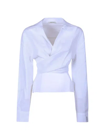 Hinnominate Wrap-style Linen Blouse In White