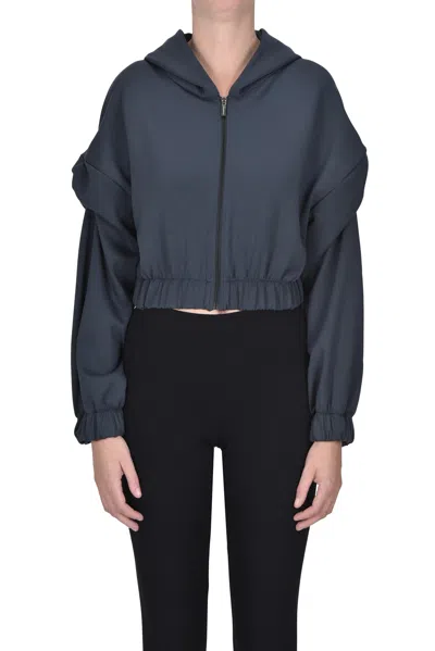 Hinnominate Zippered Cropped Sweatshirt In Blue