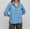 Hinson Wu Aileen Sleeve Denim Shirt In Light Wash