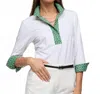 Hinson Wu 3/4 Sleeve Ainsley Shirt In Chain Link Print Green In White