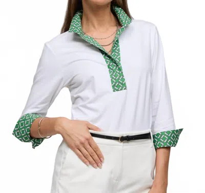 Hinson Wu 3/4 Sleeve Ainsley Shirt In Chain Link Print Green