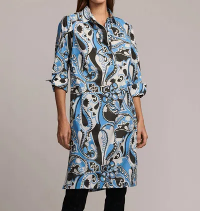 Hinson Wu 3/4 Sleeve Charlotte Dress In Dancing Paisley In Blue