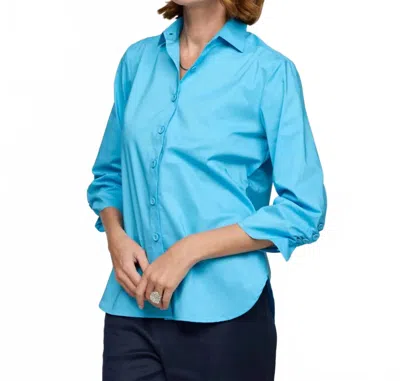 Hinson Wu 3/4 Sleeve Delphine Top In Ceramic Blue