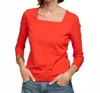 Hinson Wu 3/4 Slv Square Neck Tammy In Scarlet In Red