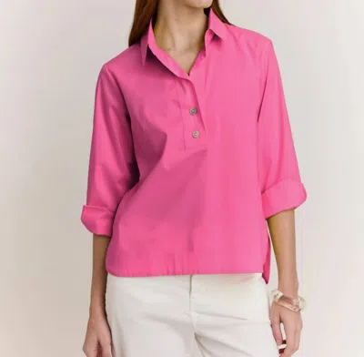 Hinson Wu Aileen 3/4 Button Back Blouse In Guava In Pink