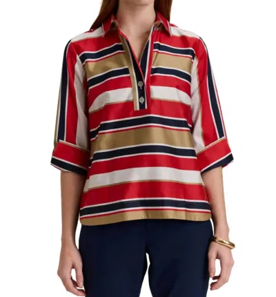 Hinson Wu Aileen 3/4 Sleeve Blouse In Nautical Stripes In Multi