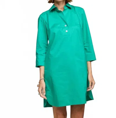 Hinson Wu Aileen 3/4 Sleeve Button Back Dress In Jade In Blue