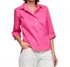 Hinson Wu Aileen 3/4 Sleeve Button Back Top In Hot Pink In Pink