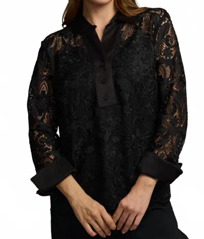 Hinson Wu Aileen 3/4 Sleeve Lace Shirt In Black