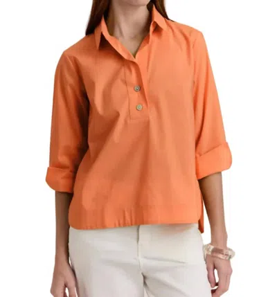 Hinson Wu Aileen Button Back Blouse In Tangerine In Animal Print