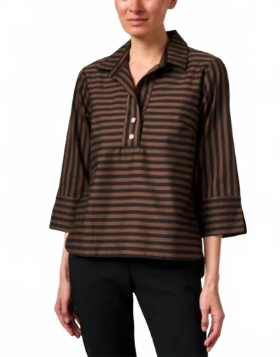 Hinson Wu Aileen Quarter Sleeve Top In Caramel/black In Multi