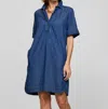 Hinson Wu Aileen Short Sleeve Denim Dress In Dark Wash