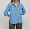 Hinson Wu Aileen Sleeve Denim Shirt In Light Wash In Blue