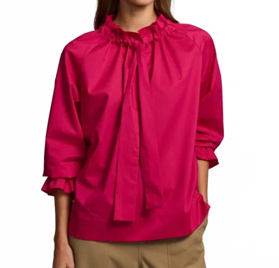 Hinson Wu Alina Long Sleeve Shirt Top In Raspberry In Red