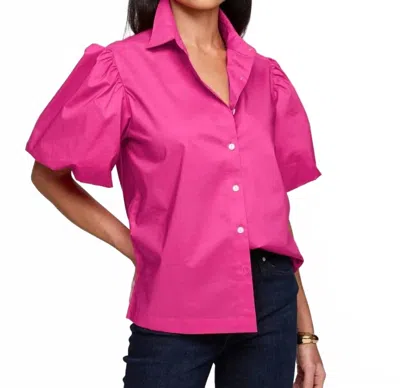Hinson Wu Angelina Elbow Sleeve Cotton Shirt In Hot Pink