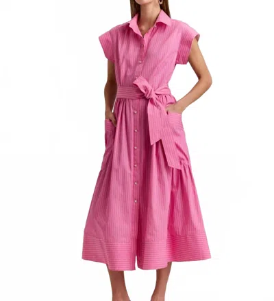 Hinson Wu Annabelle Dress In Guava Stripe In Pink