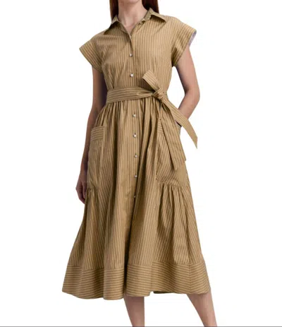 Hinson Wu Annabelle Pencil Stripe Dress In Khaki In Brown
