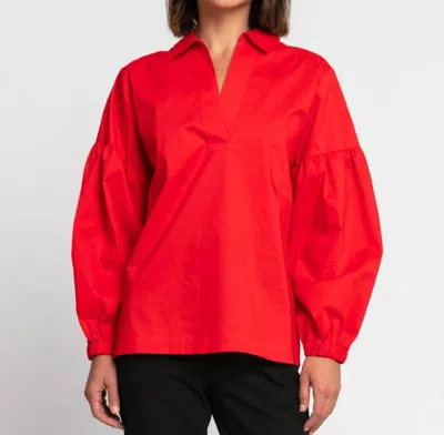 HINSON WU ARIANNA PUFF SLEEVE TOP IN RED