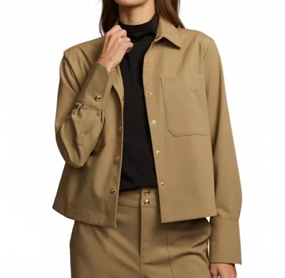 Hinson Wu Astrid Long Sleeve Traveler's Twill Shirt Jacket In Khaki In Green