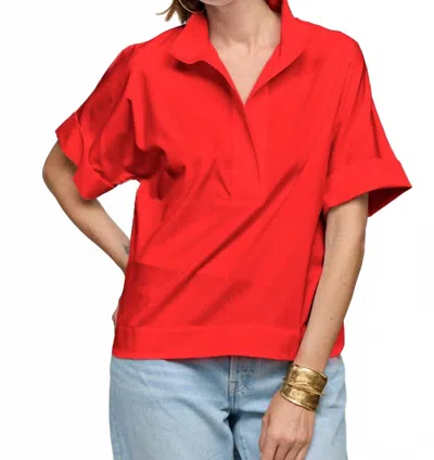Hinson Wu Cara Elbow Sleeve Shirt In Scarlett In Red