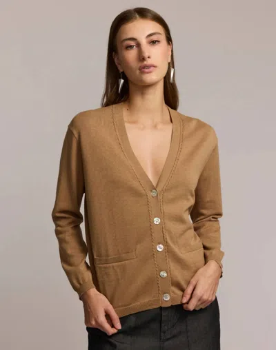 Hinson Wu Cassie Long Sleeve Cardigan In Cappuccino In Brown