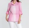 HINSON WU CHARLOTTE 3/4 SLEEVE OMBRE GINGHAM TUNIC IN MAGENTA/WHITE