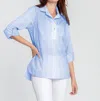 Hinson Wu Charlotte 3/4 Sleeve Ombre Gingham Tunic In Sky Blue/white In Multi
