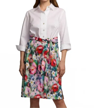 Hinson Wu Charlotte Quarter Sleeve Dress In Watercolor Garden In White