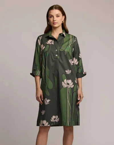 Hinson Wu Charlotte Quarter Sleeve Poppy Print Dress In Green