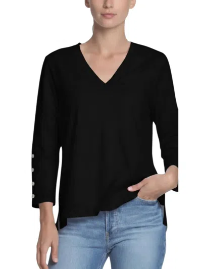 Hinson Wu Christy 3/4 Sleeve Tailored Knit Tee In Black