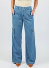 Hinson Wu Danni Denim Cargo Pants In Medium Wash In Blue