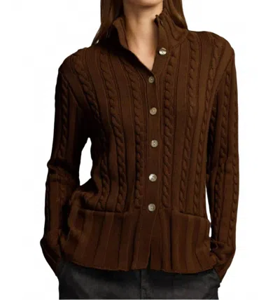 Hinson Wu Frankie Long Sleeve Cardigan In Chocolate In Brown