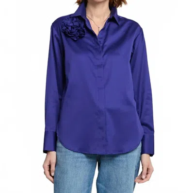Hinson Wu Halsey Cotton Satin Shirt In Iris In Blue