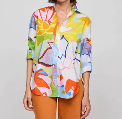 Hinson Wu Halsey Long Sleeve Lotus Print Shirt In Multicolor In Neutral