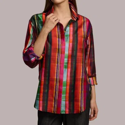 Hinson Wu Halsey Long Sleeve Shirt In Textured Stripes In Multi