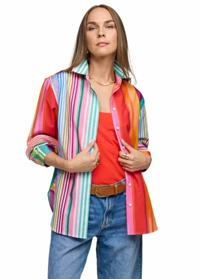 Hinson Wu Halsey Long Sleeve Shirt Top In Large Stripe In Multi
