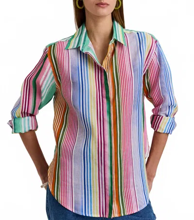 Hinson Wu Halsey Long Sleeve Shirt Top In Multi