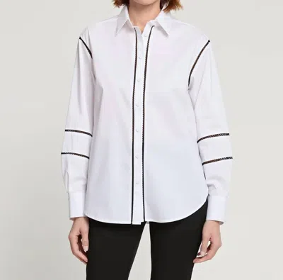 Hinson Wu Halsey Trimmed Shirt In White/black