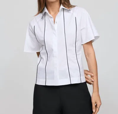 Hinson Wu Joanna Short Sleeve Shirt In White/black