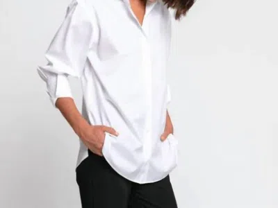 Hinson Wu Kylie Luxe Cotton Ruched Sleeve Shirt In White