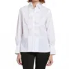 Hinson Wu Lilith Long Sleeve Pleated Placket Shirt In White