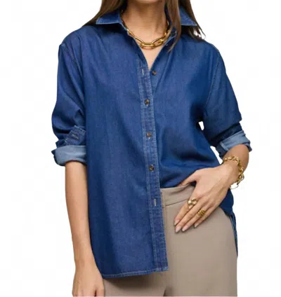 Hinson Wu Long Sleeve Halsey Top In Dark Wash In Blue