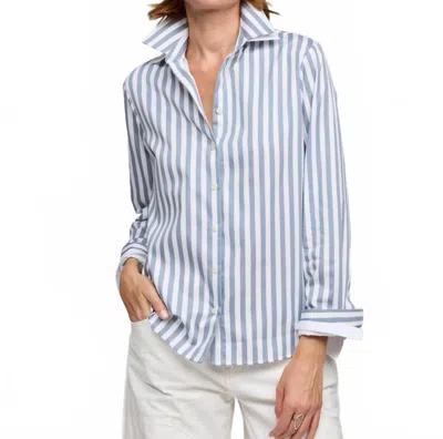 Hinson Wu Long Sleeve Margot Stripe Button Up Shirt In French Grey/white In Multi