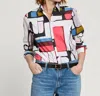 Hinson Wu Long Sleeve Reese Shirt In Abstract Geo Print In Multi