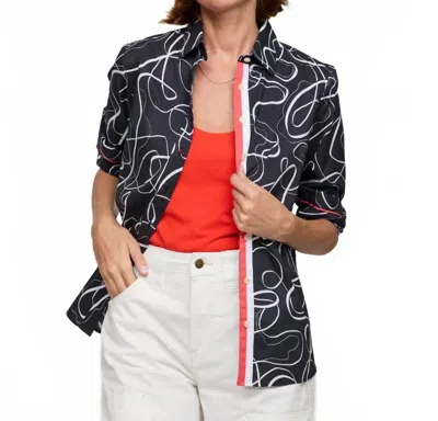 Hinson Wu Long Sleeve Ribbon Print Reese Blouse In Multi In Black
