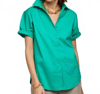 Hinson Wu Lucie Short Sleeve Shirt In Jade In Green
