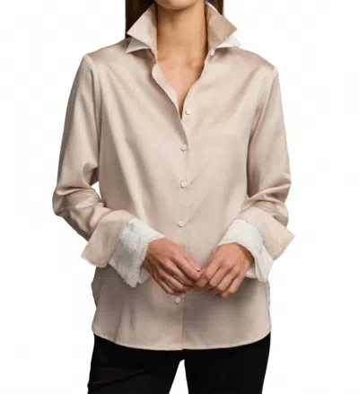 Hinson Wu Margot Long Sleeve Cotton Satin Shirt In Champagne In Neutral